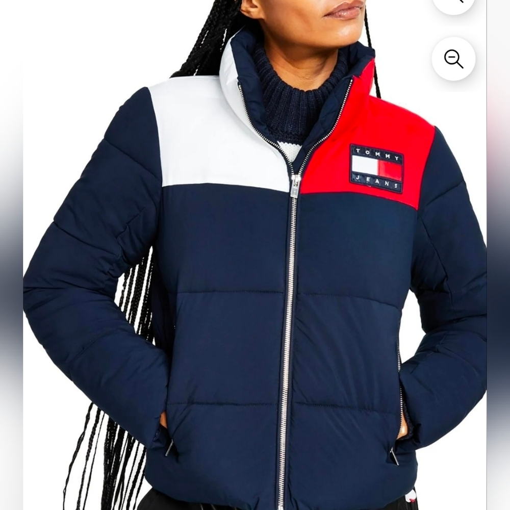 Tommy Hilfiger Women's Red, White, and Black Ski Jacket